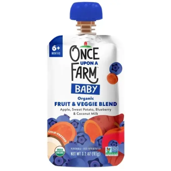 Once Upon a Farm Apple, Sweet Potato, Blueberry & Coconut Milk Organic Baby Food Pouch - 3.2oz image {4}