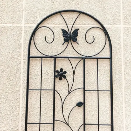 Syemin Patio Decorative Screens, Iron Arch Decoration Garden Trellis, for Outdoor for Climbing Plants Support, Flowerbed, Black, 19.7"*8.3"*71" image {2}