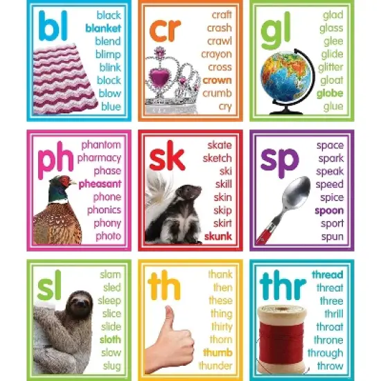 Teacher Created Resources Colorful Photo Cards Digraphs and Blends Bulletin Board Set 30 Pieces image {1}