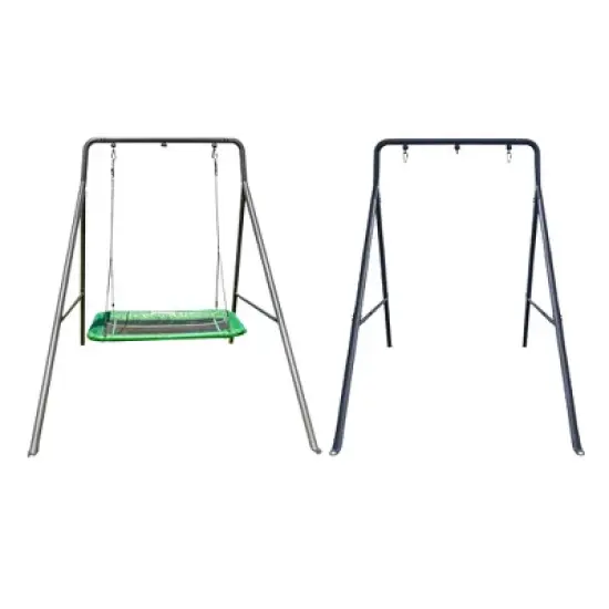 gobaplay Outdoor Single Swing Set with Support Bars for Tree Swing Bundled with gobaplay Rectangle Tree Swing, 46" x 25" Platform, Dark Green image {6}