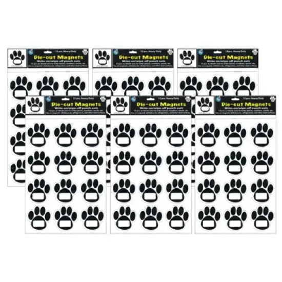 Ashley Productions&reg; Die-Cut Magnetic Black Paw Prints, 12 Per Pack, 6 Packs image {3}