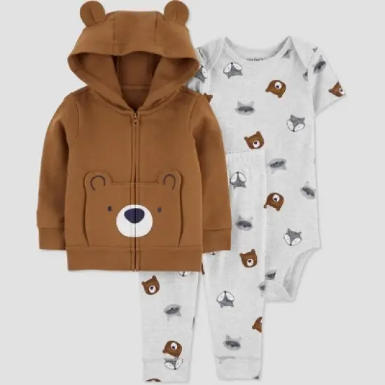 Carter's Just One You&reg; Baby Boys' Bear Cotton Cardigan & Bodysuit Set - Brown image {4}