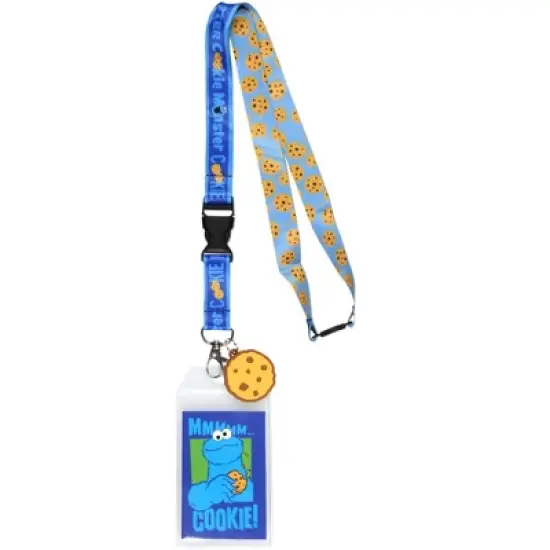 Sesame Street Cookie Monster Reversible ID Lanyard Badge Cookie Rubber Pendant image {5}