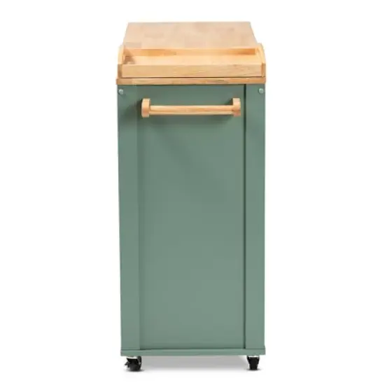 Dorthy Two-Tone Wood Kitchen Cart Green/Natural - Baxton Studio image {3}