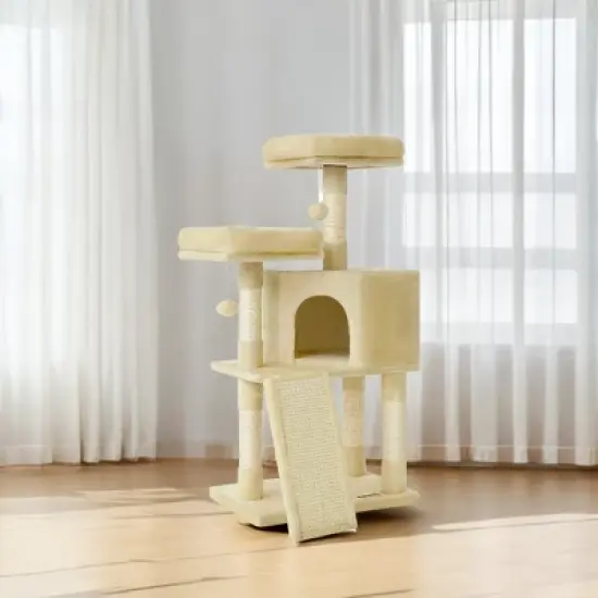 45.3-Inch Cat Tree Cat Tower for Indoor Cats with Scratching Post, Ramp, Perch, Spacious Cat Cave image {4}