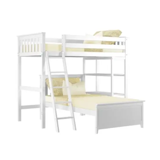 Max & Lily L-Shaped Twin over Twin Bunk Bed with Bookcase image {5}