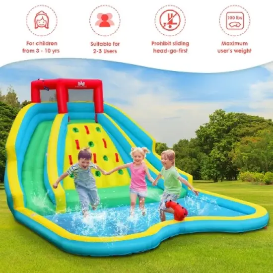 Costway Inflatable Mighty Water Park Bouncy Splash Pool Climbing Wall w/ 735W Blower image {4}