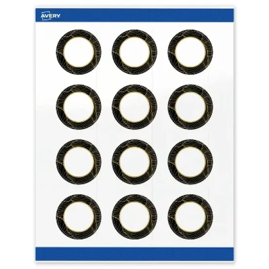 Avery Round Labels, Black with Gold Pattern, 2" Diameter image {8}
