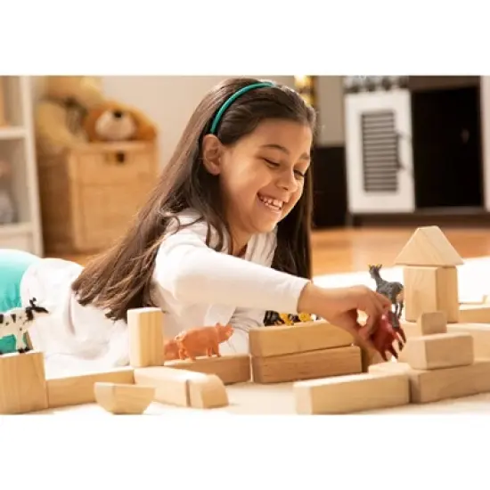 Melissa & Doug Standard Unit Solid-Wood Building Blocks With Wooden Storage Tray (60pc) image {8}