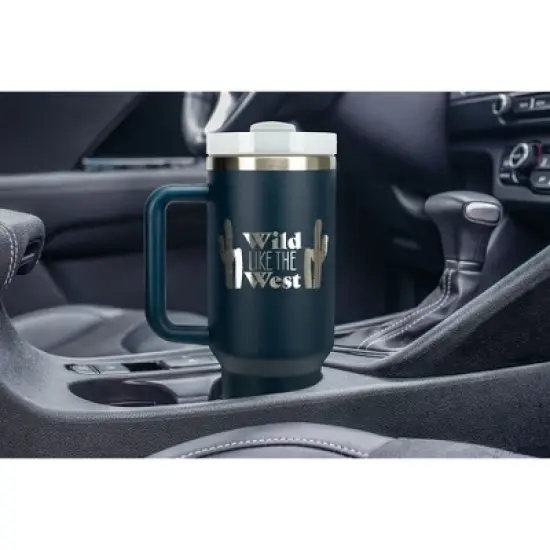 100 North Wild Like The West Desert Cactus Wrap-Around 40 Oz. Stainless Steel Water Bottle Coffee Mug, Spill & Leak Resistant, Travel Tumbler with image {4}