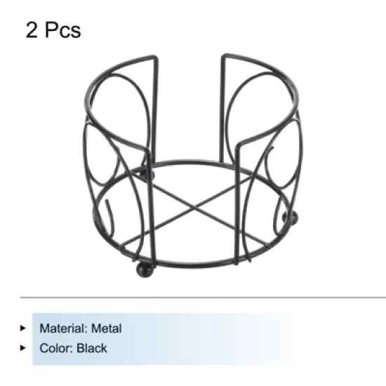 Unique Bargains Vintage Metal Round Coaster Holder for Holding 8 Coasters Black 2 Pcs image {2}