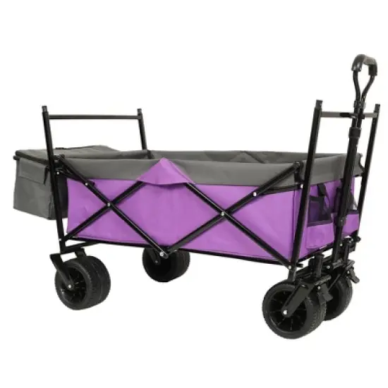 Lirago 7" Collapsible Baby Stroller Wagon 480Lbs with Canopy Mosquito Net All Terrain Wheels Adjustable Handle Purple image {7}