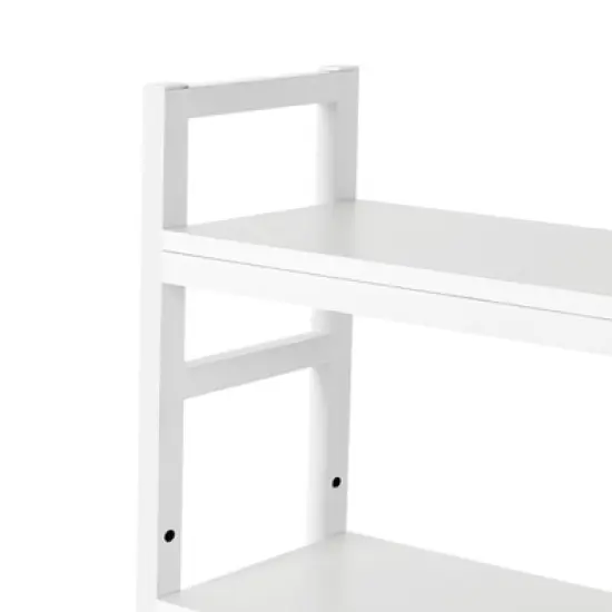 YIYIBYUS Computer Desktop Bookcase 2-Tier Multipurpose White Countertop Wood Rack Organizer image {3}