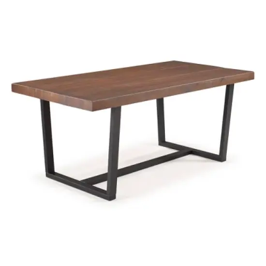 72" Modern Farmhouse Solid Wood Distressed Plank Top Dining Table - Saracina Home image {6}