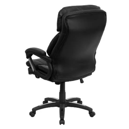 Emma and Oliver High Back Black LeatherSoft Extensive Padding Swivel Ergonomic Office Arm Chair image {2}