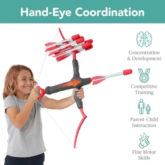 Best Choice Products Kids Bow & Arrow Set, Children's Play Archery Toy w/ Target Stand, 12 Arrows, Quiver image {5}