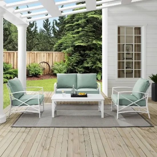 4pc Kaplan Outdoor Steel Conversation Set Mist/White - Crosley image {2}