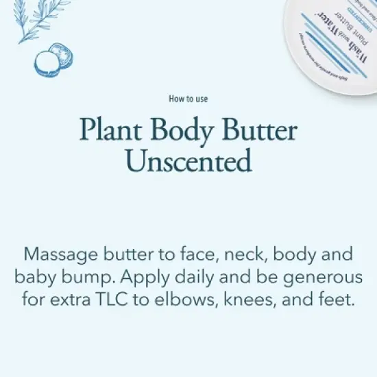 Wash With Water Plant Body Butter (Unscented), Vegan Healing Ointment Cream for Dry & Sensitive Skin, 7 oz Tub image {3}
