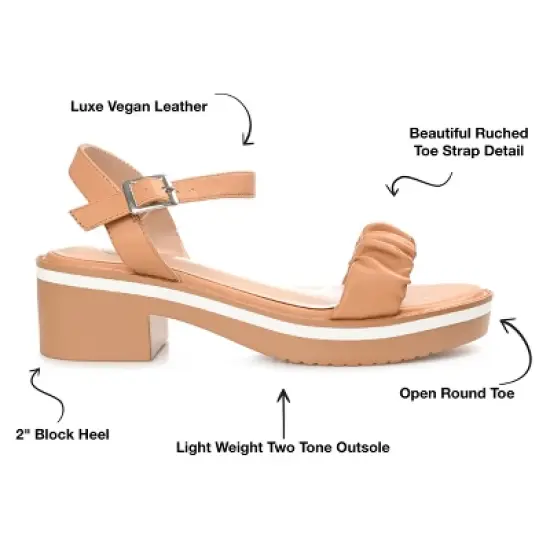 Journee Collection Womens Dexxla Buckle Ankle Strap Low Platform Sandals Tan 10 image {7}