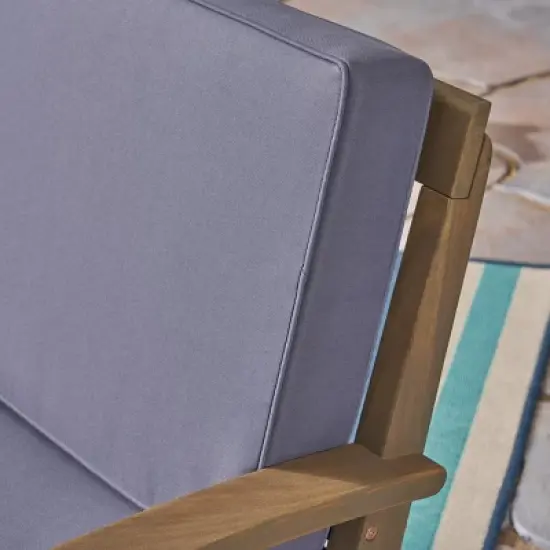 Peyton 4pc Acacia Wood Seating Set Gray/Dark Gray - Christopher Knight Home: Outdoor Conversation Furniture, Weather-Resistant Cushions image {2}