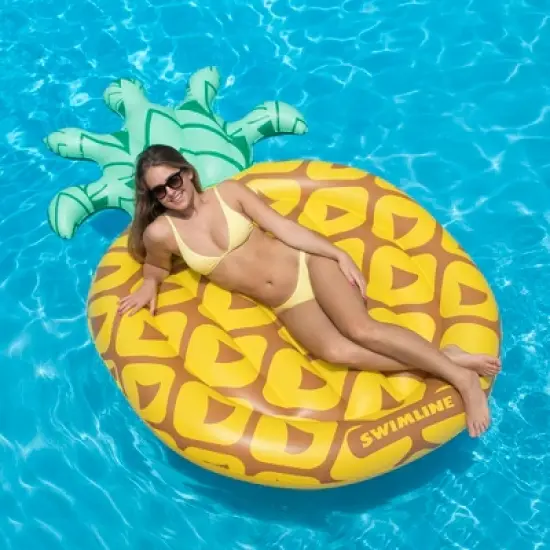 Swimline 86" Inflatable Water Sports Tropical Pineapple 2-person Raft Float - Yellow/Brown image {3}