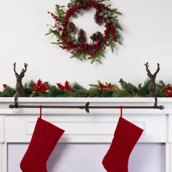 Transpac Iron Reindeer Stocking Holder for Home Christmas Decorations Perfect for Holiday Cheer image {2}