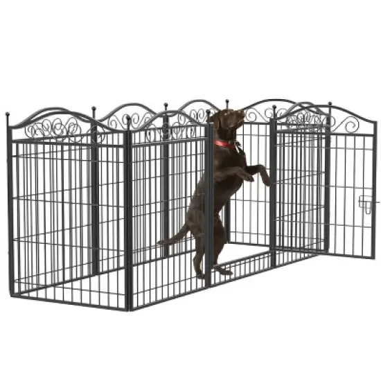 Artloge 8 Panels Heavy Duty Metal Dog Panel Pet Playpen Indoor Outdoor Foldable Dog Exercise Fence with Gate for Large Medium Pets Camping Yard image {10}