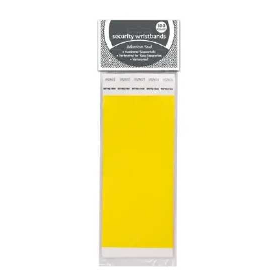 C-Line&reg; DuPont&trade; Tyvek&reg; Security Wristbands, Yellow, 100 Per Pack, 2 Packs image {1}