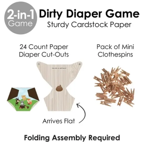 Big Dot of Happiness Woodland Creatures - Baby Shower Conversation Starter - 2-in-1 Dirty Diaper Game - Set of 24 image {3}