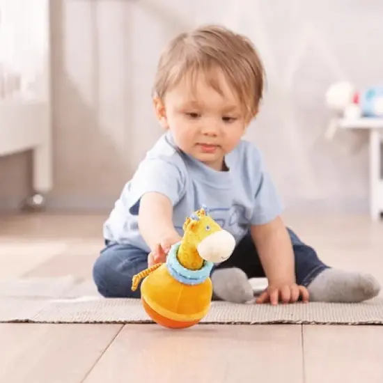 HABA Roly Poly Giraffe Soft Wobbling & Chiming Baby Toy with Teething Rings image {1}