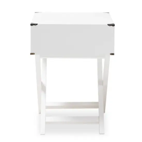 Curtice 1 Drawer Wooden Nightstand White - Baxton Studio image {3}