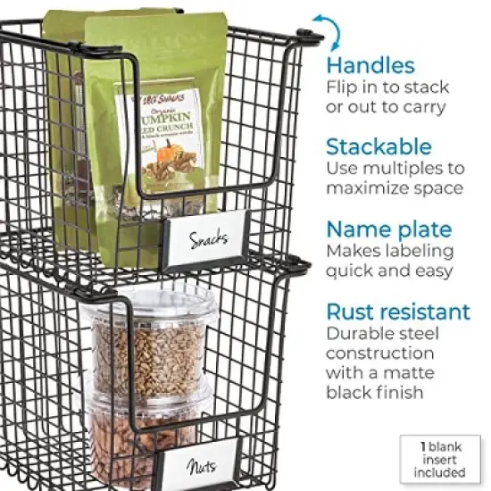 iDesign Classico Storage Basket with Handles for Pantry, Kitchen, Bathroom, Countertop, and Desk Organization, Stackable-Small image {2}