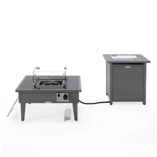 LeisureMod Walbrooke Patio Square Fire Pit and Tank Holder image {17}