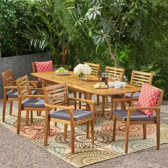 Atlantic 9pc Acacia Wood Dining Set - Christopher Knight Home image {1}