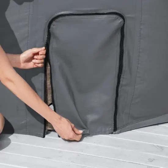 SaluSpa 77 x 28 Inch EnergySense Insulating Round Thermal Spa Cover with DuraPlus Weatherproof Material and Zippered Door for Pump, Gray image {4}