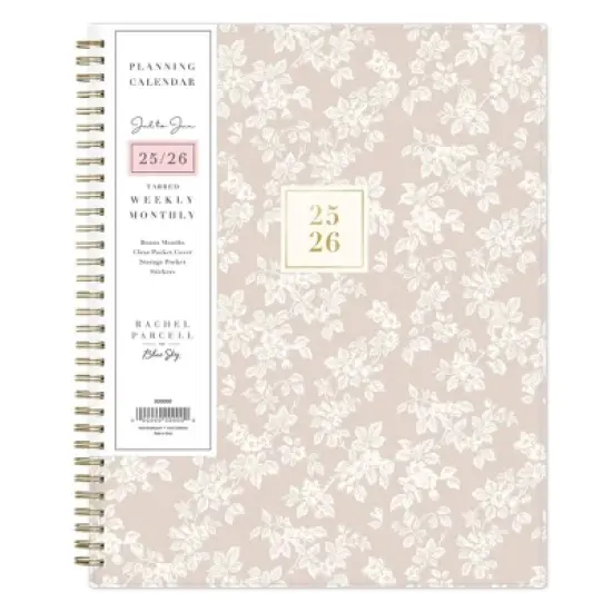 Blue Sky Rachel Parcell 2025-2026 Weekly/Monthly Wirebound Planner 8.5"x11" Printed Monroe Neutral image {2}