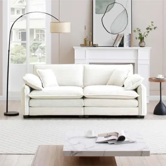 NicBex Couches for Living Room Large Deep Seat 2 Seater Sofa Couch Comfort Corduroy Upholstered Sofa With 4 Pillows for Bedroom image {5}