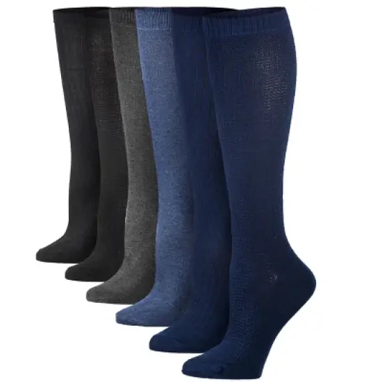 Tipi Toe Womens 6 Pairs Sleek Shades Colorful Solid Patterned Knee High Socks image {4}