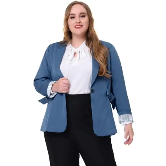 Agnes Orinda Women's Plus Size Work Fashion Notched Lapel Formal Blazer image {9}