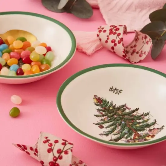 Spode Christmas Tree Ascot Cereal Bowls Set of 4, Use for Breakfast, Oatmeal, Cereal, or Soup Made of Fine Earthenware, Measures 8-Inch image {2}