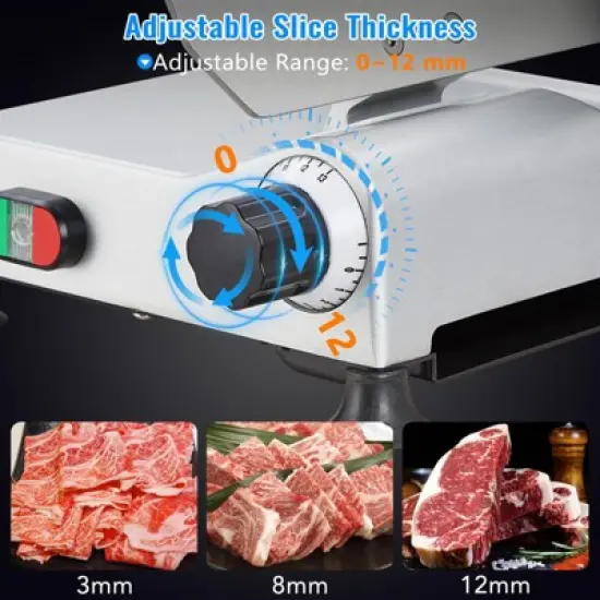 Meat Slicer, 240W Electric Food Slicer , Adjustable Thickness Meat Slicer for Home and Commercial Use to Cuts Meat, Bread and Cheese image {5}