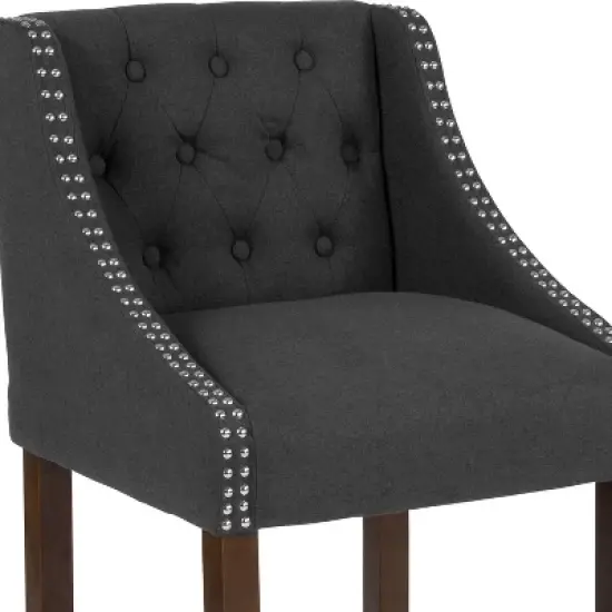 Emma and Oliver 24"H Transitional Tufted Walnut Counter Stool image {4}