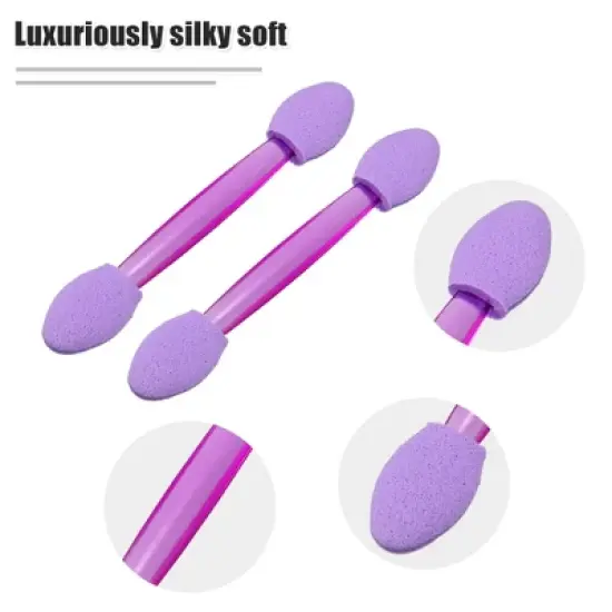 Unique Bargains Short Sponge Dual Sides Eye Shadow Makeup Brushes Applicator Purple Clear 50 PCS image {2}