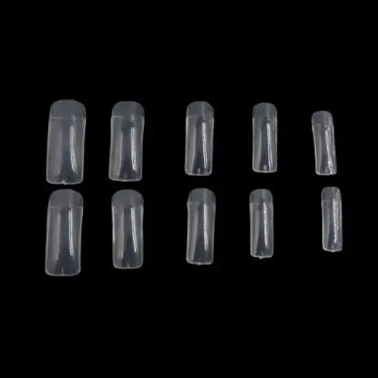 Unique Bargains 100pcs Clear Transparent Half Cover Oval False Nail Art Tips Manicure Tool image {3}