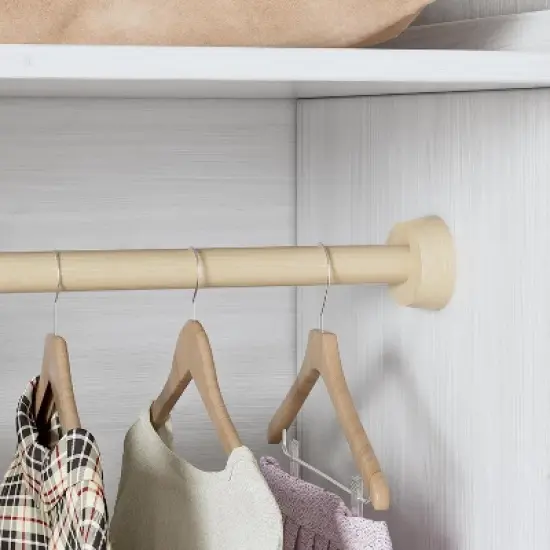 PAKASEPT 70.9&lsquo;&rsquo; Arched Wooden Armoire Wardrobe Closet with Drawers and Fluted Doors, with Light & Shelves and Hanging Rod, White image {7}