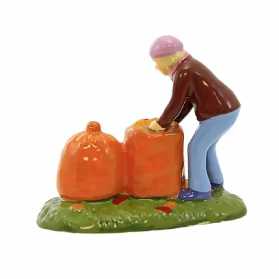 Department 56 Villages 2.75 In Scary Clean Up Halloween Halloween Village , Halloween Decor Halloween Fall Leaves Pumpkin Bags (1PC) image {1}