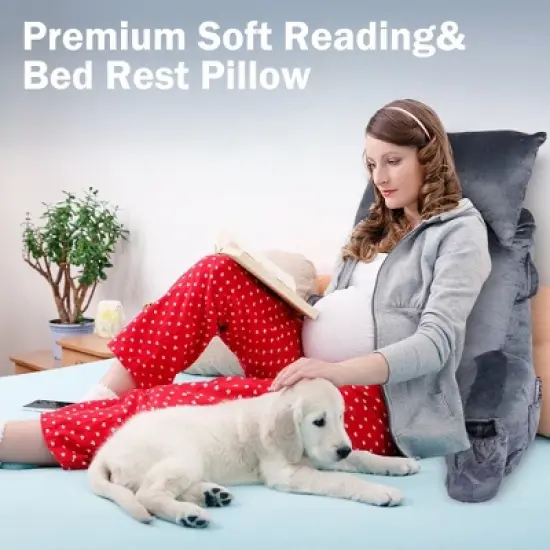 VAVSEA Reading Pillow Extra Large 31" Backrest Pillow with Arms Bed Rest Pillow image {7}