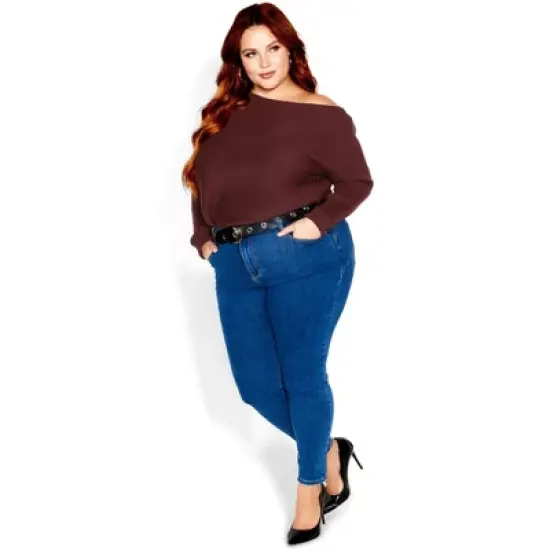 Women's Plus Size Lean In Jumper - bordeaux | CITY CHIC image {2}