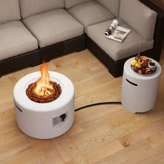 Tangkula 40,000 BTU Outdoor Fire Pit Table Set w/ Tank Holder Stainless Steel Burner image {2}