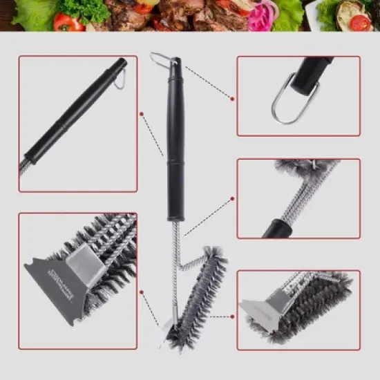 Royal Gourmet 17'' Grill Cleaning Stainless Steel Brush and Scraper With Wire Bristles image {1}